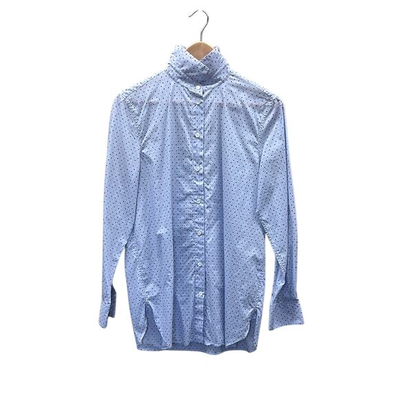 Celine Light Blue Polka Dot Button Down Shirt - Picture 6 of 13